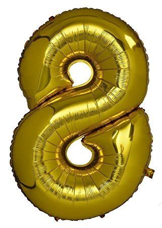 Smartcraft Number 8 Foil Balloon Gold (17inch), Birthday Party Supplies ...