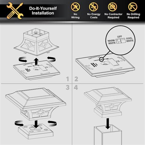 Classy Caps Solar 3-in x 3-in Black LED Outdoor Post cap light in the ...