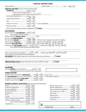 Fillable Online Your medical history formPersonal Medical History ...