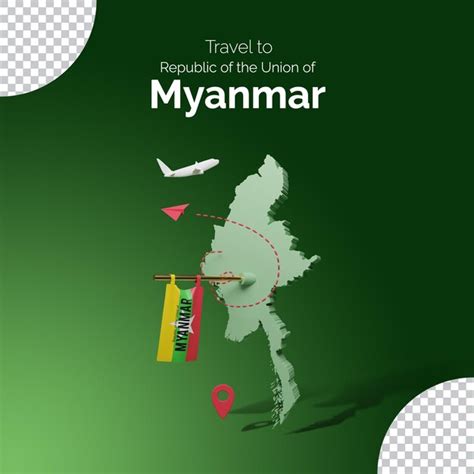 Modèle de conception de brochure Flyer de voyage avec carte du Myanmar ...