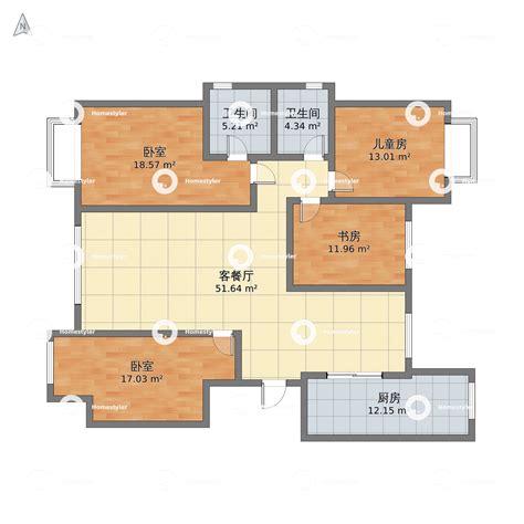 辽宁省鞍山市铁东区 中央一品4室1厅2卫 144m²-v2户型图 - 小区户型图 -躺平设计家