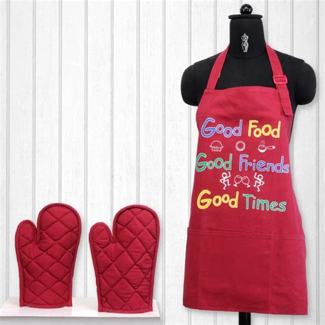 Buy SWAYAM Printed Apron & Oven Gloves - Set of 3 Pcs. from Swayam at ...