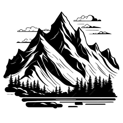 Premium Vector | Hand drawn mountain outline illustration