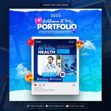 Social media design portfolio with mockup template | Premium PSD