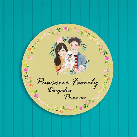 Buy Round Hand-painted Character Nameboard with Pets Online On Zwende
