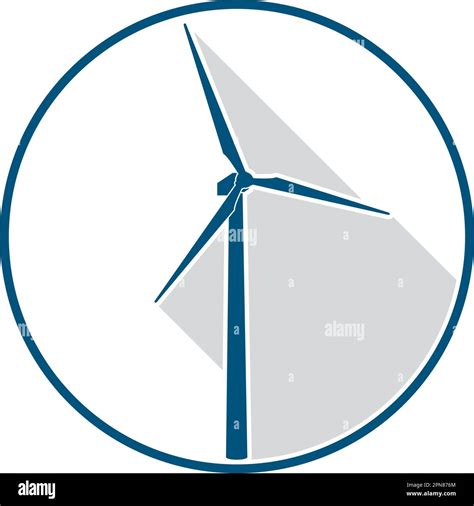 wind turbine symbol with drop shadow in circle, wind power logo vector ...