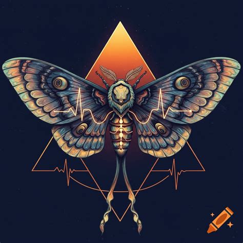Digital illustration of a moth with glowing chest and antennae, an ...