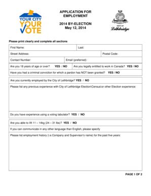 Fillable Online 2013 Election Application Form.doc - City of Lethbridge ...