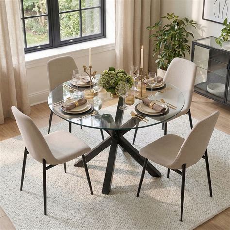 George Oliver 4 - Person Dining Table Sets With Glass Round Table & 4 ...
