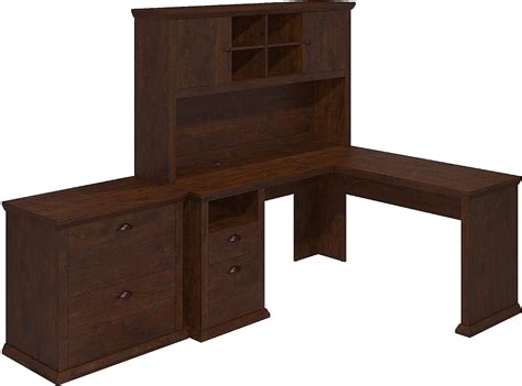 Yorktown L Shaped Desk with Hutch and Lateral File | Ubuy India