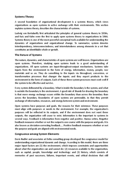 Systems Theory - This section explains systems theory, describes the ...