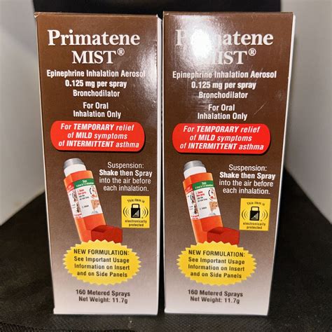 Primatene 1 Mist Asthma Relief Inhaler 160 Metered Spray (2 Pack ...