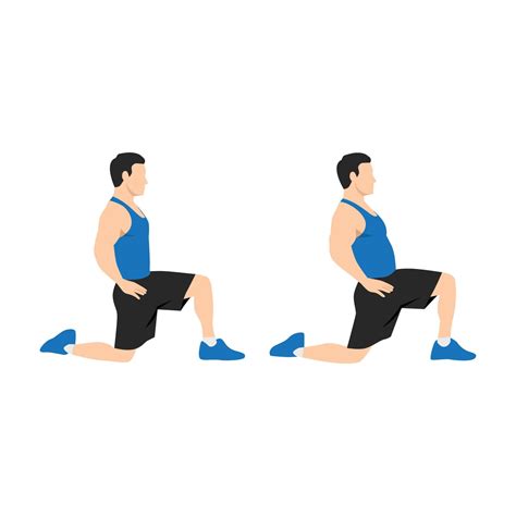 Man doing kneeling hip flexor stretch exercise. Flat vector ...