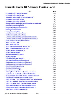 Fillable Online Durable Power Of Attorney Florida Form. durable power ...
