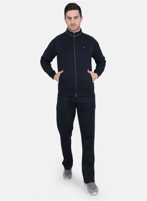 Buy Men Navy Blue Solid Tracksuit Online in India - Monte Carlo