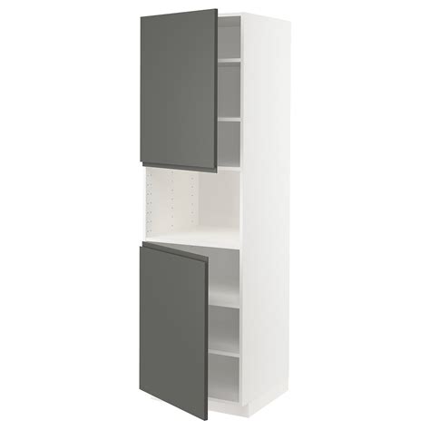 METOD high cab f micro w 2 doors/shelves, white/Voxtorp dark grey ...