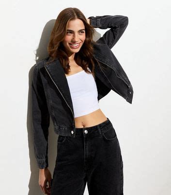 Black Denim Biker Jacket | New Look