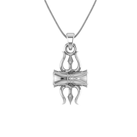 Mahakal Trishul With Damru 92.5 Silver Pendant for Men and Women ...
