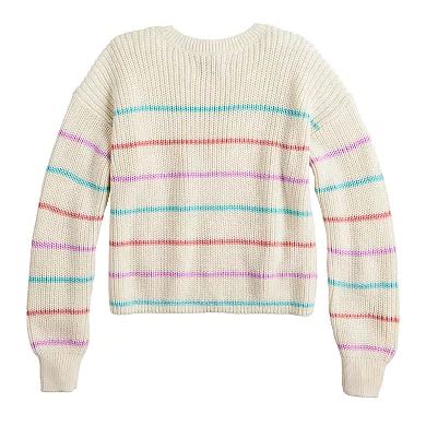Girls 6-20 SO® Striped Boxy Crewneck Sweater in Regular & Plus Size