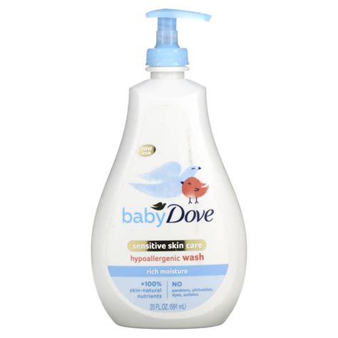 Dove, Baby, Sensitive Skin Care, Hypoallergenic Wash, Rich Moisture, 20 ...