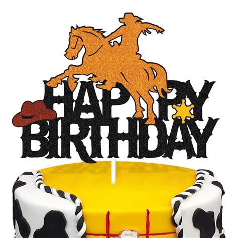 Buy Racing Horse Birthday Cake Topper Cowboy Dallas Rodeo Helmet Boot ...