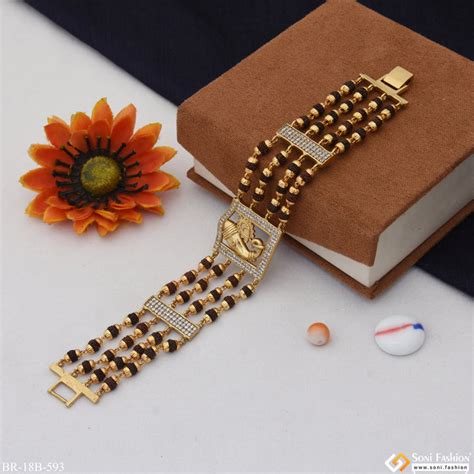 Ganpati with Diamond Best Quality Elegant Design Gold Plated Bracelet ...