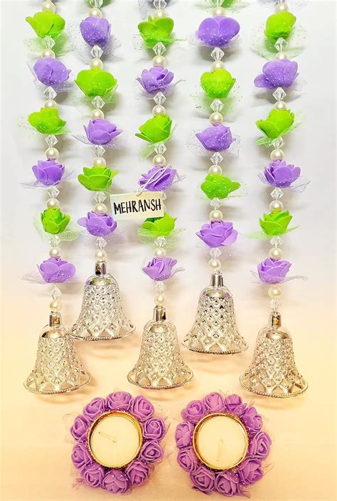 Buy MEHRANSH® -Pack of 5- Artificial Foam Flower Strings with Bells ...