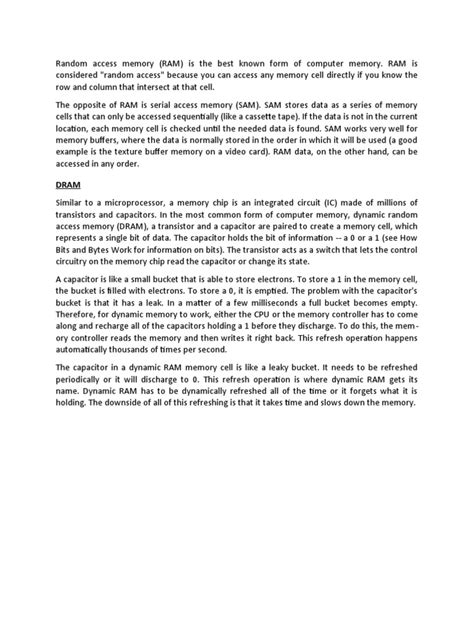 Image result for Random Access Memory Properties