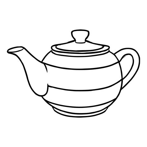 Outline Hand Drawn Teapot Kitchenware Shape Icon on White Background ...
