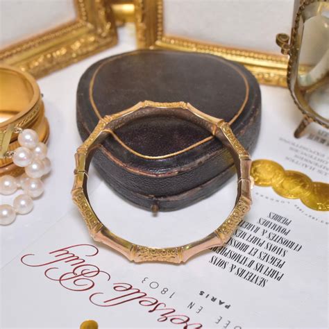 Antique Edwardian Australian 9ct Gold Bamboo Bangle By Willis And Sons