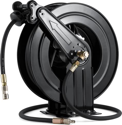AIRZILLA Premium Steel Retractable Air Hose Reel With Dual Arm, 3/8 ...