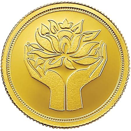 MMTC-PAMP India Pvt. Ltd. 24k (999.9) Lotus 1 gm Yellow Gold Coin ...