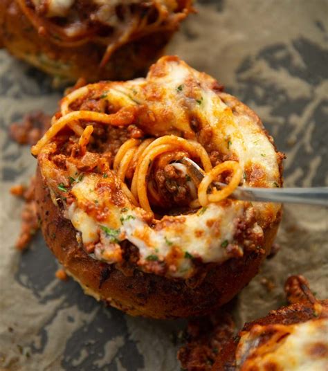 Spaghetti Garlic Bread Bowls | Don't Go Bacon My Heart
