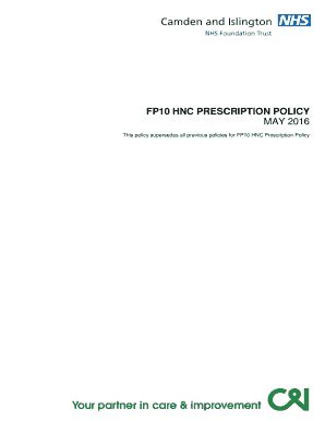 Fillable Online FP10 HNC PRESCRIPTION POLICY Fax Email Print - pdfFiller