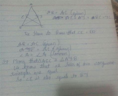 in the triangle ABC it is an isosceles triangle in which AB =AC . E and ...