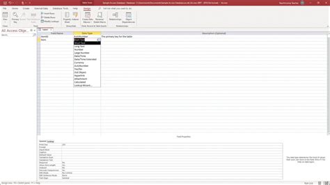 MS Access CreateTable 的图像结果