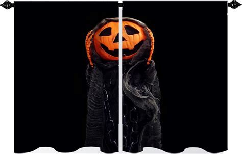 Buy lczVEN Halloween Kitchen Curtains Orange Pumpinks Killer Chain ...