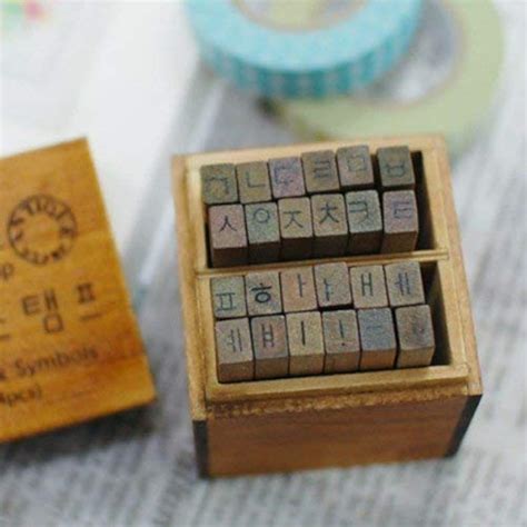 Hanji Avenue Korean Alphabet Hangul Rubber Stamp Set - Vintage India | Ubuy