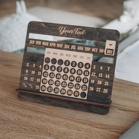 Wooden Lifetime Infinite Perpetual 3D Desk Table Calendar for Office ...