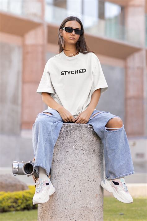 Styched Font Oversized Womens Tshirt White – Styched Fashion