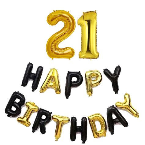Hirva 21st Birthday Decorations Combo – Happy Birthday Foil Balloon and ...