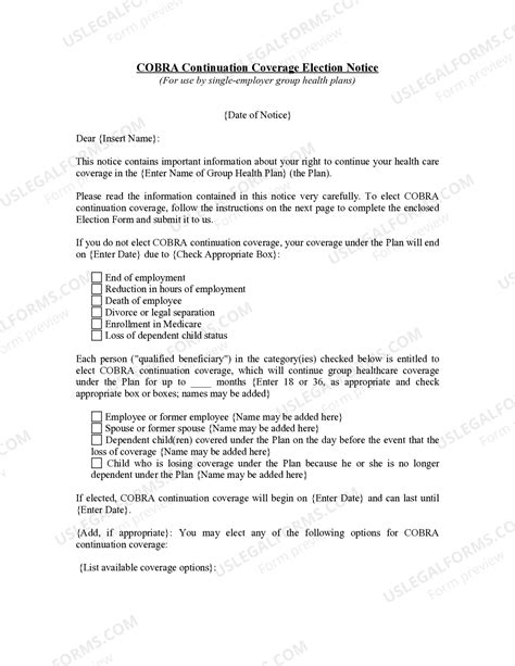 Sample Cobra Letter To Employee With Termination Of Employment | US ...
