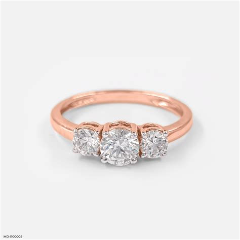 3 Stone Diamond Ring 14K Rose Gold – Maiora Diamonds