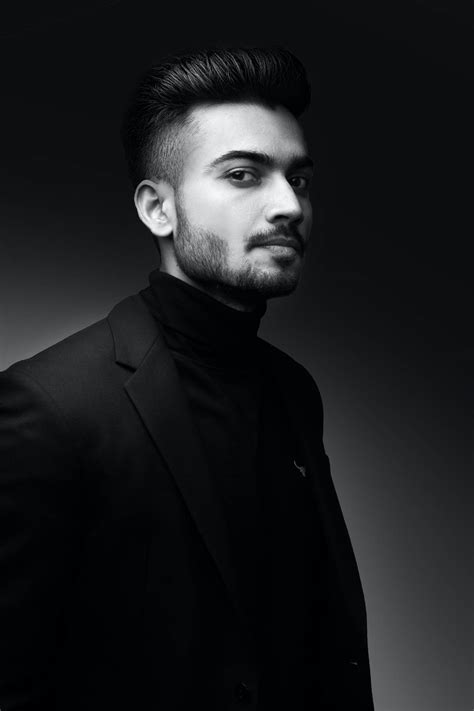 Download Black And White Portrait Half Body Shot Of A Man Wallpaper ...