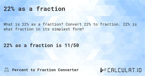 22% as a fraction - Calculatio
