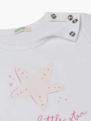 Benetton Baby Cotton Star Print T-Shirt, Optical White