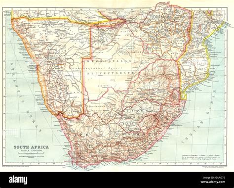 SOUTHERN AFRICA: South Africa Namibia Botswana Mozambique Rhodesia, 1910 map Stock Photo - Alamy
