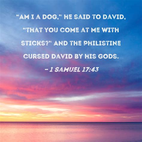 1 Samuel 17:43 "Am I a dog," he said to David, "that you come at me ...