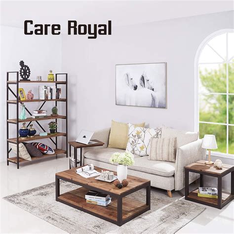 Iron Frame Solid Wood Storage Shelf Center Coffee Tables for Living Ro ...