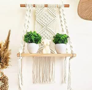 U & G Decore Macrame Wall Shelf Hanging Floating Shelves Plants Boho ...